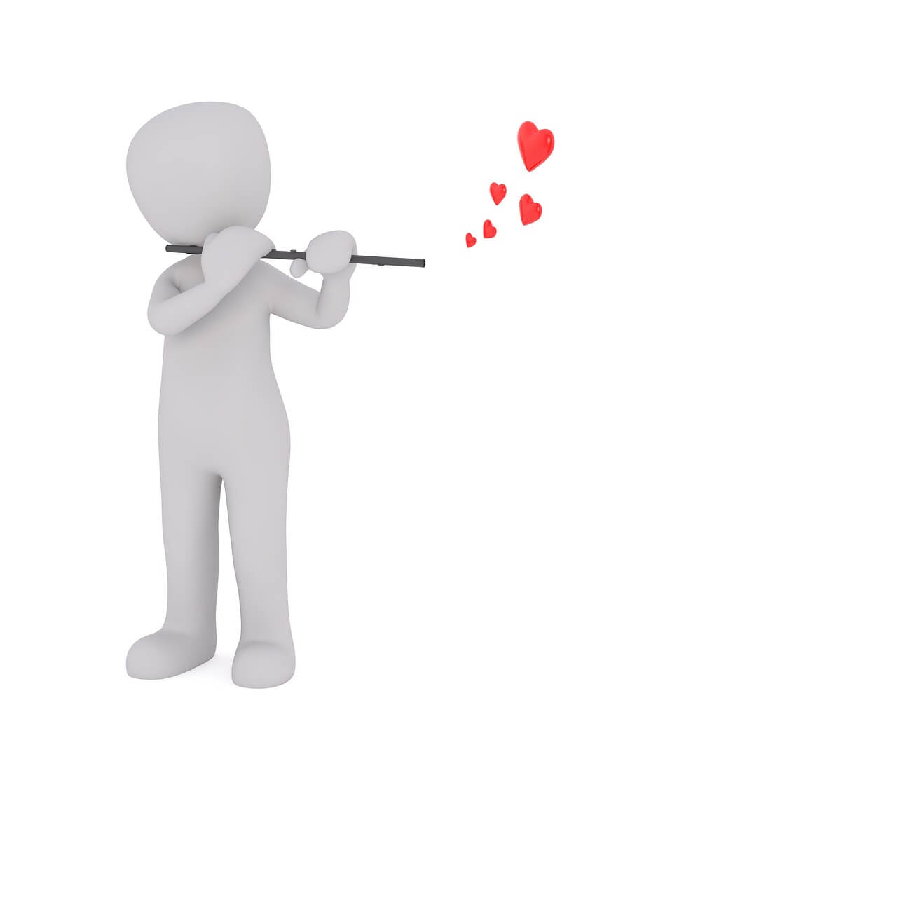 Figur Flöte spielend mit Herzen