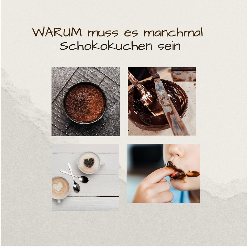 Schokokuchen-Collage mit Herstellungsbildern