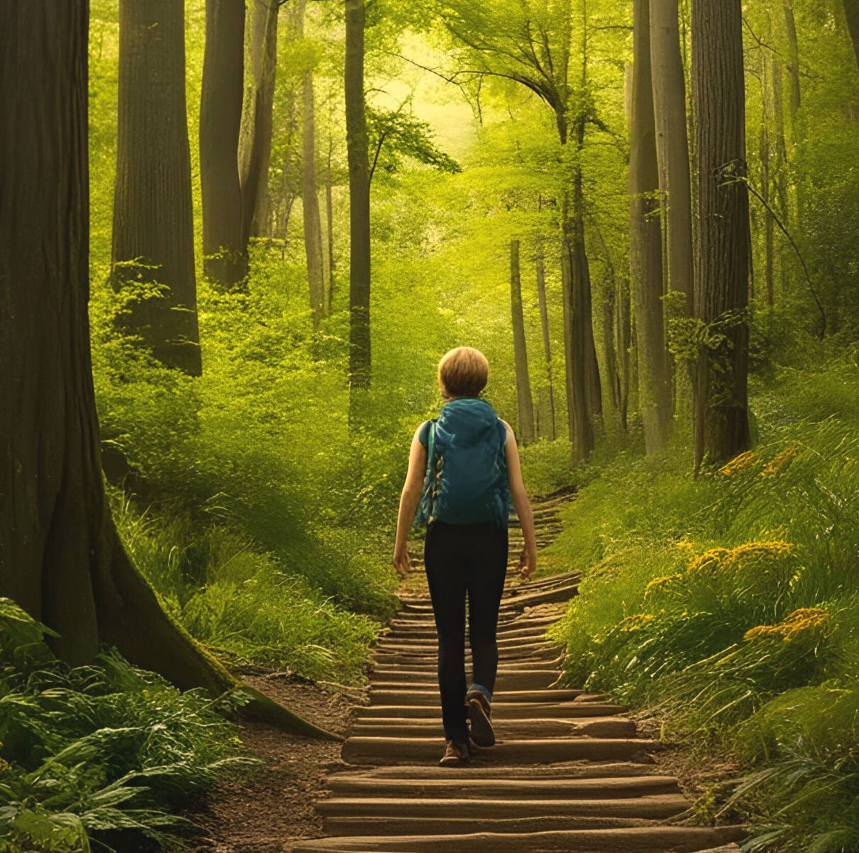 Bild - den eigenen Weg gehen im Wald, mit Canva Magic Media gestaltet