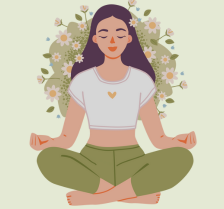 Frau im Lotussitz meditierend