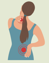 ISG und unteren Rücken entspannen, Frau Rücken haltend und Schulter